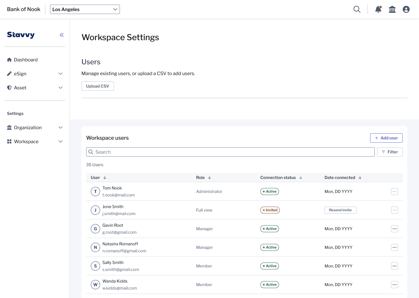 Workspace Settings: user management