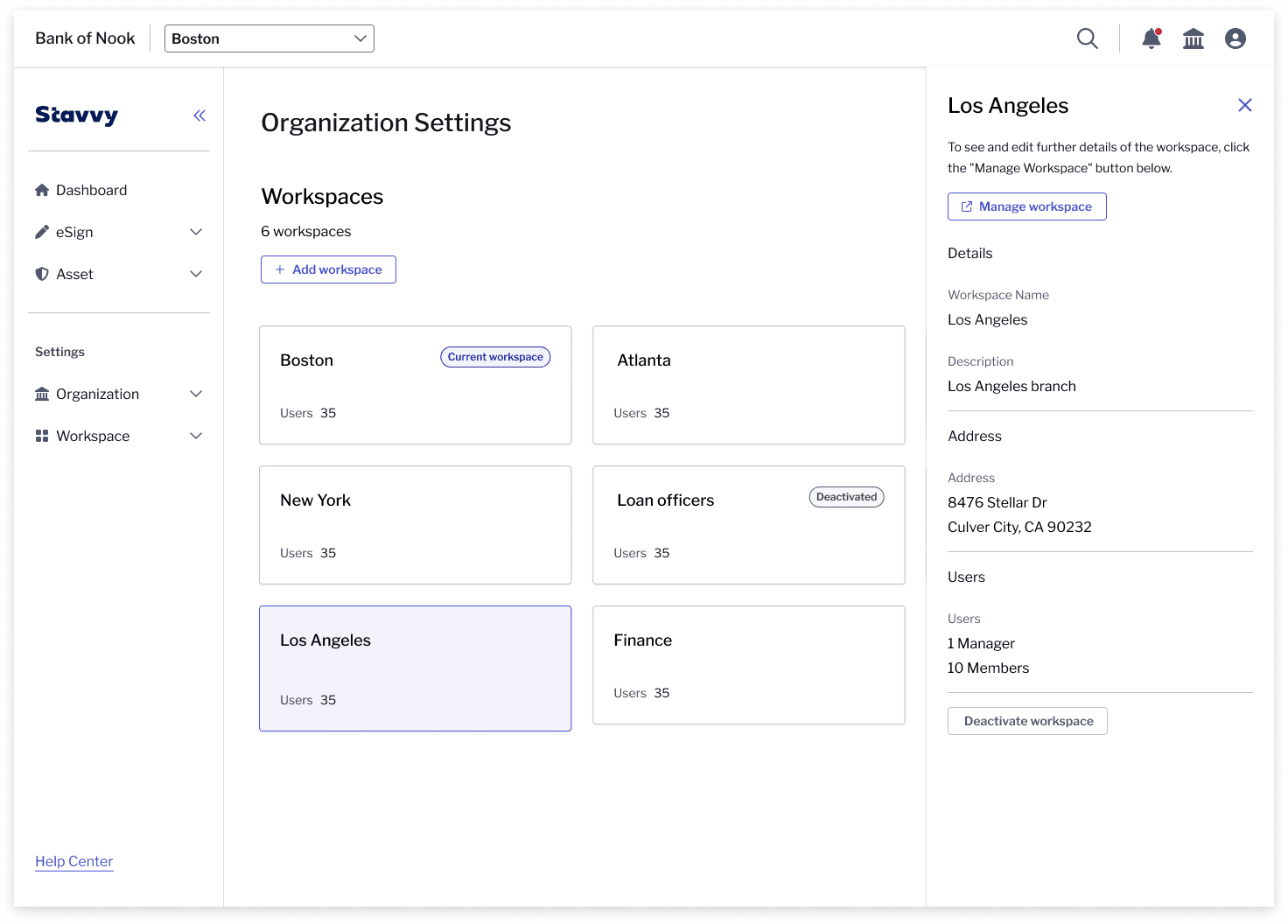 Workspace Settings: location management