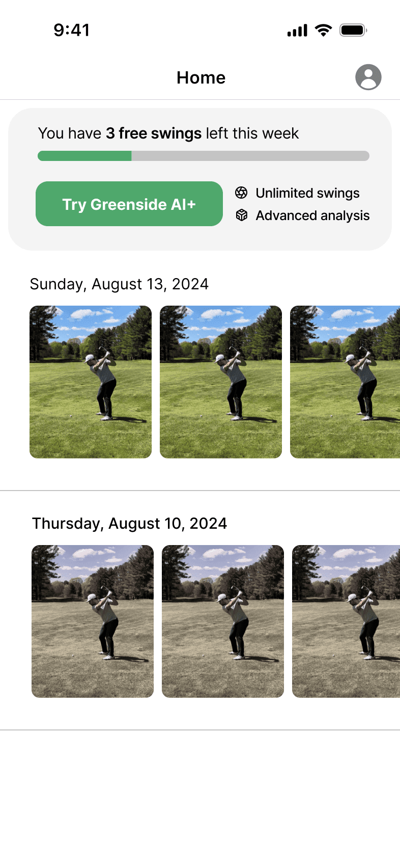 Greenside AI swing analysis view